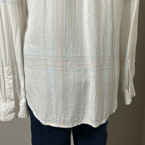 Rails × Free People Flannel HUNTER BUTTONDOWN IVORY SHERBERT Top Sz S - Picture 9 of 14